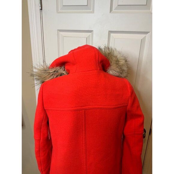 J. C Red Chateau Parka Stadium Cloth Nello Gori Faux Fur Hood Coat, Size 0 - Picture 7 of 8